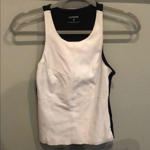 Express white leather tank top with black back XS